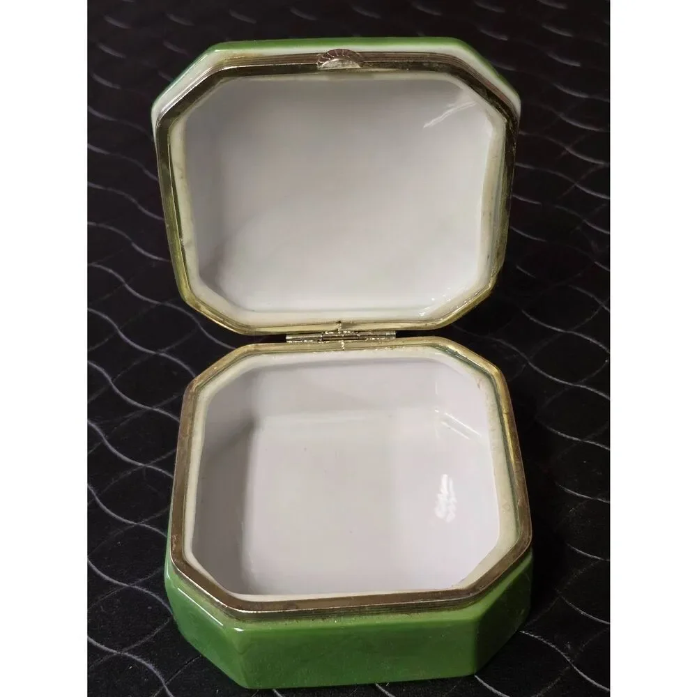 Andrea by Sadek Porcelain Square Box w/ Courting Couple Decoration